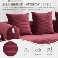 Cozy Compressible Folding Sofa with Detachable Metal Frame, Soft Modular Sectional Couch for Small Apartment, 110L x 33W x 33H cm, Wine Red(m-8)