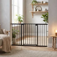 PawHut Barrière de sécurité pour chiens et bébés 76 à 130 cm avec extension fixation par pression sans perçage blanc(m-11)