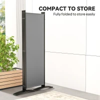 Outsunny 6 Panel Folding Room Divider, 1.7m Privacy Screen with Wide Feet, Portable Freestanding Metal Partition Separator for Office, Living Room, Bedroom, Dining Room, Dark Grey(m-5)