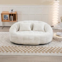 Cozy Oversized Bean Bag Sofa with 2 Matching Pillows, Soft 2-Seat Sectional Couch for Living Room and Bedroom, 145L x 95W x 63H cm, Beige(m-1)