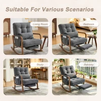 Cozy Rocking Chair with Adjustable Footrest and Side Pocket, Soft Corduroy Glider Armchair for Nursery, 92L x 80W x 70H cm, Gray(m-9)