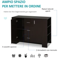 HOMCOM Credenza in Stile Classico per Sala da Pranzo in Legno Scuro(m-5)