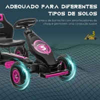 HOMCOM Kart a Pedais para Crianças 5-12 Anos com Assento Ajustável Pneus Insufláveis Amortecimento e Travão de Mão 121x58x61 cm Rosa(m-6)