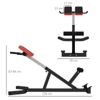 SPORTNOW Sedia Romana ad Altezza Regolabile con Imbottitura Spessa, in Acciaio e PU, 126x70x67-84 cm, Nera(m-3)