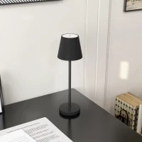 HOMCOM Candeeiro de Mesa com Luzes LED Candeeiro de Mesa Sem Fios Recarregável por USB-C 3 Cores Ø11,2x36,5 cm Preto(m-10)