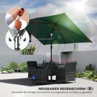 Outsunny Sonnenschirm 300 x 200 cm neigbar Balkonschirm mit Kurbel Schutzhülle Grün(m-4)