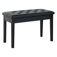 HOMCOM PU Leather Upholstered Piano Stool Makeup Stool Bench Dressing Table Seat with Storage 76x36x50cm, Black(m-11)