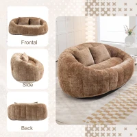 Cozy Oversized Bean Bag Sofa with 2 Matching Pillows, Soft 2-Seat Sectional Couch for Living Room and Bedroom, 145L x 95W x 63H cm, Coffee(m-7)
