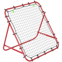HOMCOM Adjustable Rebounder Net Kickback Target Goal for Teens Adults Training, Red(m-1)