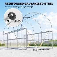 Outsunny Walk-in Greenhouse with Shelves, Polytunnel Greenhouse with Roll-Up Door, 6 Mesh Windows,198 x 275 x 191 cm, Green(m-5)