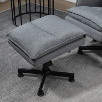 HOMCOM Swivel Recliner Chair and Footstool, Upholstered Massage Recliner Armchair with Remote Control, Timer and Steel Base, Grey(m-7)
