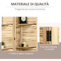 HOMCOM Paravento Divisorio per Interni Pieghevole a 4 Ante con Ripiani in Legno di Paulonia, 162x170 cm, Legno(m-5)