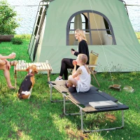 Outsunny Lit de camping pliable lit de camp pour adultes portable avec oreiller amovible rembourrage mousse 183 x 66 x 33 cm noir(m-10)