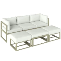Outsunny Garden Daybed, 6 Piece Outdoor Sectional Sofa Set, Aluminium Patio Conversation Furniture Set with Coffee Table(m-1)