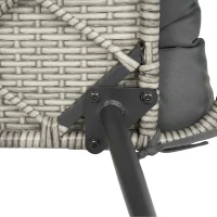 Outsunny Garden Egg Chair with Footstool, Rattan Indoor Outdoor Lounge Chair and Ottoman Set with Thick Cushions, Light Grey(m-11)