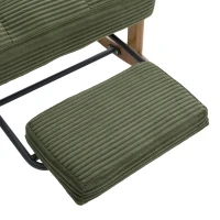 Cozy Rocking Chair with Adjustable Footrest and Side Pocket, Soft Corduroy Glider Armchair for Nursery, 92L x 80W x 70H cm, Green(m-12)