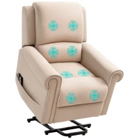 HOMCOM Poltrona Alzapersona Reclinabile fino a 135° con Telecomando e Poggiapiedi, 88x92x106 cm, Marrone Chiaro(m-1)