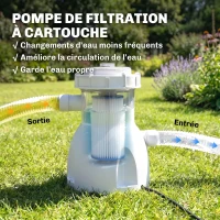 Outsunny Piscine Tubulaire Rectangulaire Pompe de Filtration 3701L en PVC Triple Couche 316x238x66,5cm Gris(m-6)