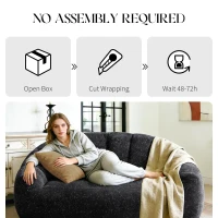 Plush 2-Seater Bean Bag Sofa with High Density Sponge, Cosy Lazy Couch for Gaming Room and Pet-Playing Room, 140L x 98W x 61H cm, Black(m-5)
