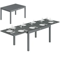 Outsunny Table de Jardin Extensible Grande Capacité 6-10 Personnes avec Rallonge 135-270cm pour Jardin et Balcon Aluminium Gris(m-12)