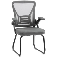 HOMCOM Office Chair, Ergonomic Desk Chair No Wheels with Mesh Backrest and Steel Legs for Home Conference Room, Dark Grey(m-15)