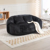 Cozy Oversized Bean Bag Sofa with 2 Matching Pillows, Soft 2-Seat Sectional Couch for Living Room and Bedroom, 145L x 95W x 63H cm, Black(m-9)