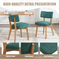 Stylish Mid-Century Dining Chairs with Ergonomic Backrest, Comfortable Upholstered Side Chairs for Dining Room, 47L x 54.5W x 77H cm, Green(m-5)