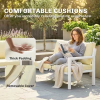 Outsunny 4 Seater Rattan Garden Furniture Set with 2 Armchairs, Loveseat, Coffee Table, Garden Sofa Set with Cushions, Beige(m-6)