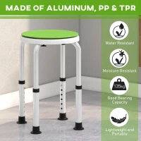 HOMCOM 360° Swivel Shower Chair, Height Adjustable Aluminium Shower Stool with Non-Slip Feet for Disabled, Elderly, Green(m-5)