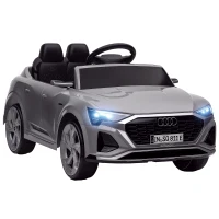 AIYAPLAY Elektro-Kinderauto, 12V Audi Q8, 3-5 km/h, Fernsteuerung, Scheinwerfer, Musik, Grau(m-14)