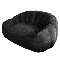 Plush 2-Seater Bean Bag Sofa with High Density Sponge, Cosy Lazy Couch for Gaming Room and Pet-Playing Room, 140L x 98W x 61H cm, Black(m-2)