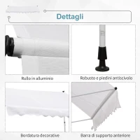 Outsunny Tenda da Sole a Bracci 3x1.5m con Manovella e Struttura Telescopica, Bianco(m-7)