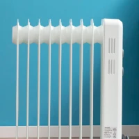 HOMCOM 2000W Oil Filled Radiator, 9 Fin, Portable Electric Heater with 3 Heat Settings, Safety Cut-Off and Wheels, White(m-9)