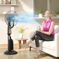 HOMCOM Ventilatore Nebulizzatore a 3 Velocità, Oscillazione 75° e Nebulizzazione Regolabile, Nero(m-2)