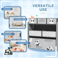 ZONEKIZ Kids Storage Unit, Toy Storage Organiser, with Six Fabric Bins, for Bedrooms, Playrooms, Nurseries - Grey(m-6)