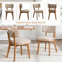 Stylish Mid-Century Dining Chairs with High-Density Foam, Comfortable Upholstered Side Chairs for Dining Room, 47L x 54.5W x 77H cm, Khaki(m-7)
