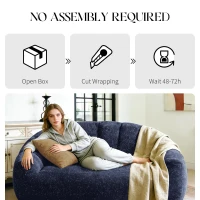 Plush 2-Seater Bean Bag Sofa with High Density Sponge, Cosy Lazy Couch for Gaming Room and Pet-Playing Room, 140L x 98W x 61H cm, Blue(m-5)