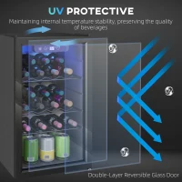 HOMCOM 24 Bottle Wine Cooler, 68 Litre Capacity, 4-16°C Freestanding Drinks Wine Fridge with Glass Door, Black(m-9)