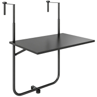 Outsunny Balkontisch, für Geländer 6-15cm Dicke, verstellbar, rostfreies Metall, 62x60x85,5cm, Schwarz
