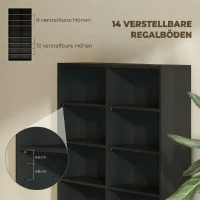 HOMCOM Aufbewahrungsregal für 640 CDs, Blu-ray Regal mit 18 Fächern und 14 verstellbaren Einlegeböden, Schwarz(m-5)