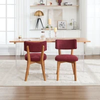 Stylish Mid-Century Dining Chairs with Ergonomic Backrest, Comfortable Upholstered Side Chairs for Dining Room, 47L x 54.5W x 77H cm, Wine Red(m-9)