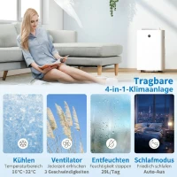 HOMCOM Tragbares Klimagerät mit 12.000 BTU, 4-in-1 Klimaanlage mit WiFi- und Sprachsteuerung, Kühlung, Entfeuchter, Ventilator, Schlafmodus(m-5)