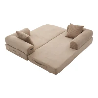 Cozy Compressible Folding Sofa with Detachable Metal Frame, Soft Modular Sectional Couch for Small Apartment, 110L x 33W x 33H cm, Khaki(m-15)
