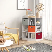 HOMCOM Meuble de rangement d'angle meuble enfant unité de rangement 9 niches 3 tiroirs non tissé MDF blanc(m-2)