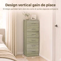 HOMCOM Commode 6 Tiroirs, Meuble de Rangement, Style Moderne, pour Chambre à Coucher, Entrée, Couloir, 40x40x110cm, Chêne(m-5)
