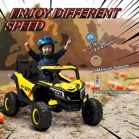 AIYAPLAY 12V Kids Ride On Car with Remote Control, Kids Electric Car with Suspension System, Music, for Kids 3-5 Years, Yellow(m-5)