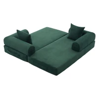 Cozy Compressible Folding Sofa with Detachable Metal Frame, Soft Modular Sectional Couch for Small Apartment, 110L x 33W x 33H cm, Emerald(m-15)