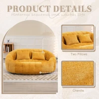 Cozy Oversized Bean Bag Sofa with 2 Matching Pillows, Soft 2-Seat Sectional Couch for Living Room and Bedroom, 145L x 95W x 63H cm, Yellow(m-6)