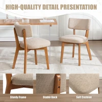 Stylish Mid-Century Dining Chairs with High-Density Foam, Comfortable Upholstered Side Chairs for Dining Room, 47L x 54.5W x 77H cm, Khaki(m-8)