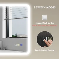 HOMCOM 60 x 80 cm Backlit Illuminated Bathroom Mirror with LED Lights and Bluetooth - Silver Tone(m-9)